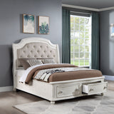 Jaqueline Gray/Antique White Eastern King Bed w/ Storage - Ornate Home