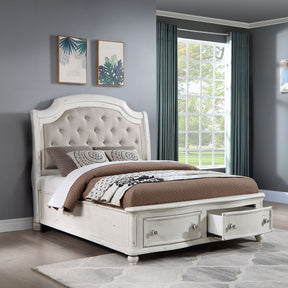 Jaqueline Gray/Antique White Eastern King Bed w/ Storage - Ornate Home