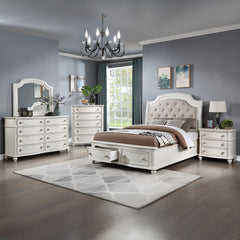 Jaqueline Gray/Antique White Queen Bed w/ Storage - Ornate Home