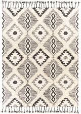 Jarales Cream/Black Tribal Tassel Wool Rug - Clearance - Ornate Home