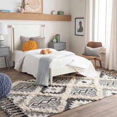 Jarales Cream/Black Tribal Tassel Wool Rug - Clearance - Ornate Home