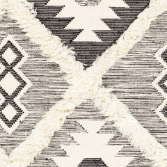 Jarales Cream/Black Tribal Tassel Wool Rug - Clearance - Ornate Home