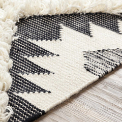 Jarales Cream/Black Tribal Tassel Wool Rug - Clearance - Ornate Home