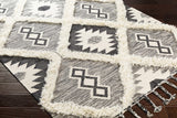 Jarales Cream/Black Tribal Tassel Wool Rug - Clearance - Ornate Home