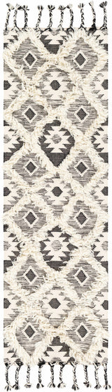 Jarales Cream/Black Tribal Tassel Wool Rug - Clearance - Ornate Home