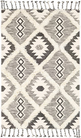Jarales Cream/Black Tribal Tassel Wool Rug - Clearance - Ornate Home