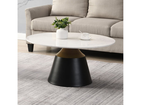 Jaramillo White Natural Marble Top/Black Coffee Table - Ornate Home