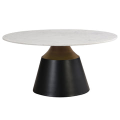 Jaramillo White Natural Marble Top/Black Coffee Table - Ornate Home