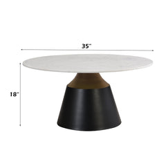 Jaramillo White Natural Marble Top/Black Coffee Table - Ornate Home
