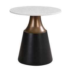 Jaramillo White Natural Marble Top/Black End Table - Ornate Home