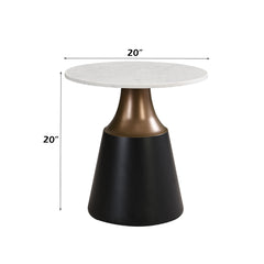 Jaramillo White Natural Marble Top/Black End Table - Ornate Home