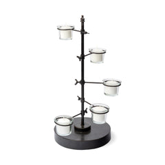 Jaran Black Metal Five Armed Tealight Table Candle Holder - Ornate Home