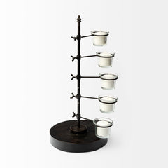 Jaran Black Metal Five Armed Tealight Table Candle Holder - Ornate Home