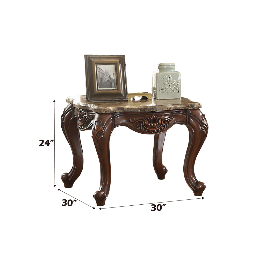 Jardena End Table in Marble/Cherry Oak - Ornate Home