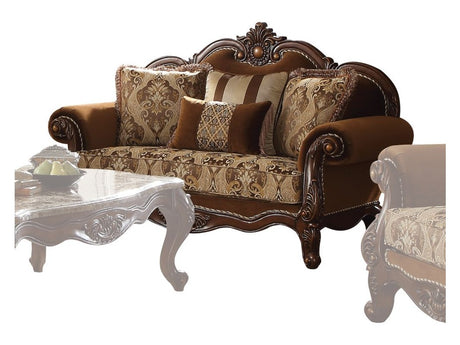 Jardena Loveseat with 4 Pillows in Cherry Oak - Ornate Home