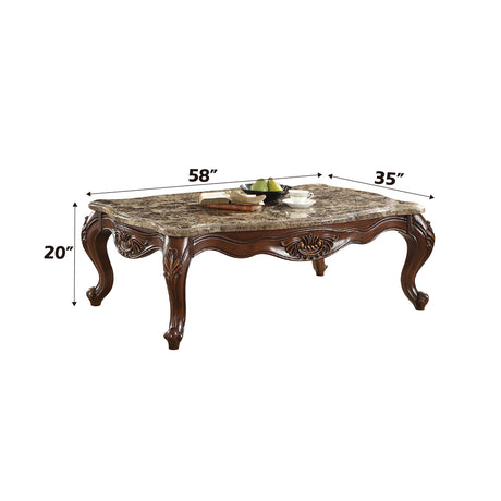 Jardena Marble & Cherry Oak Coffee Table - Ornate Home