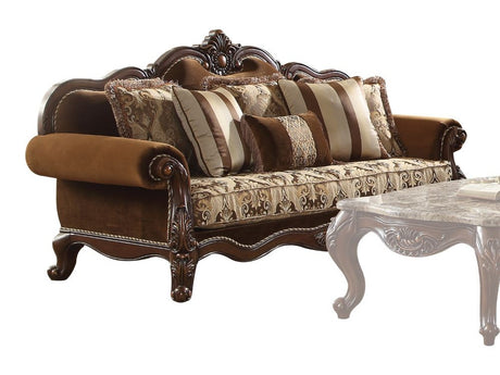 Jardena Sofa with 6 Pillows in Cherry Oak - Ornate Home