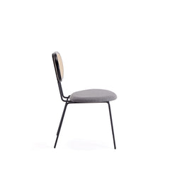 Jardin Dining Chair in Black with Cane and Grey Upholstered Seating (set of 2) - Ornate Home