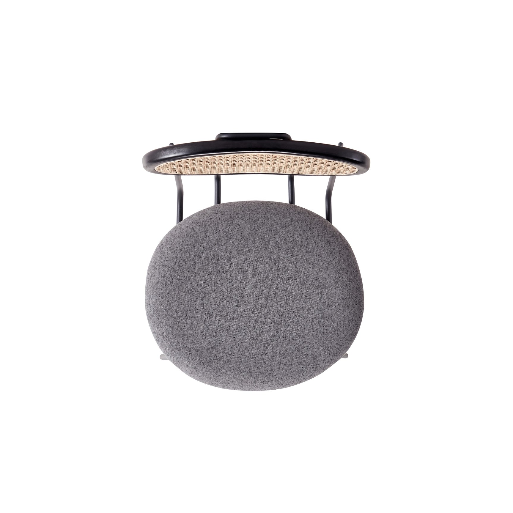 Jardin Dining Chair in Black with Cane and Grey Upholstered Seating (set of 2) - Ornate Home