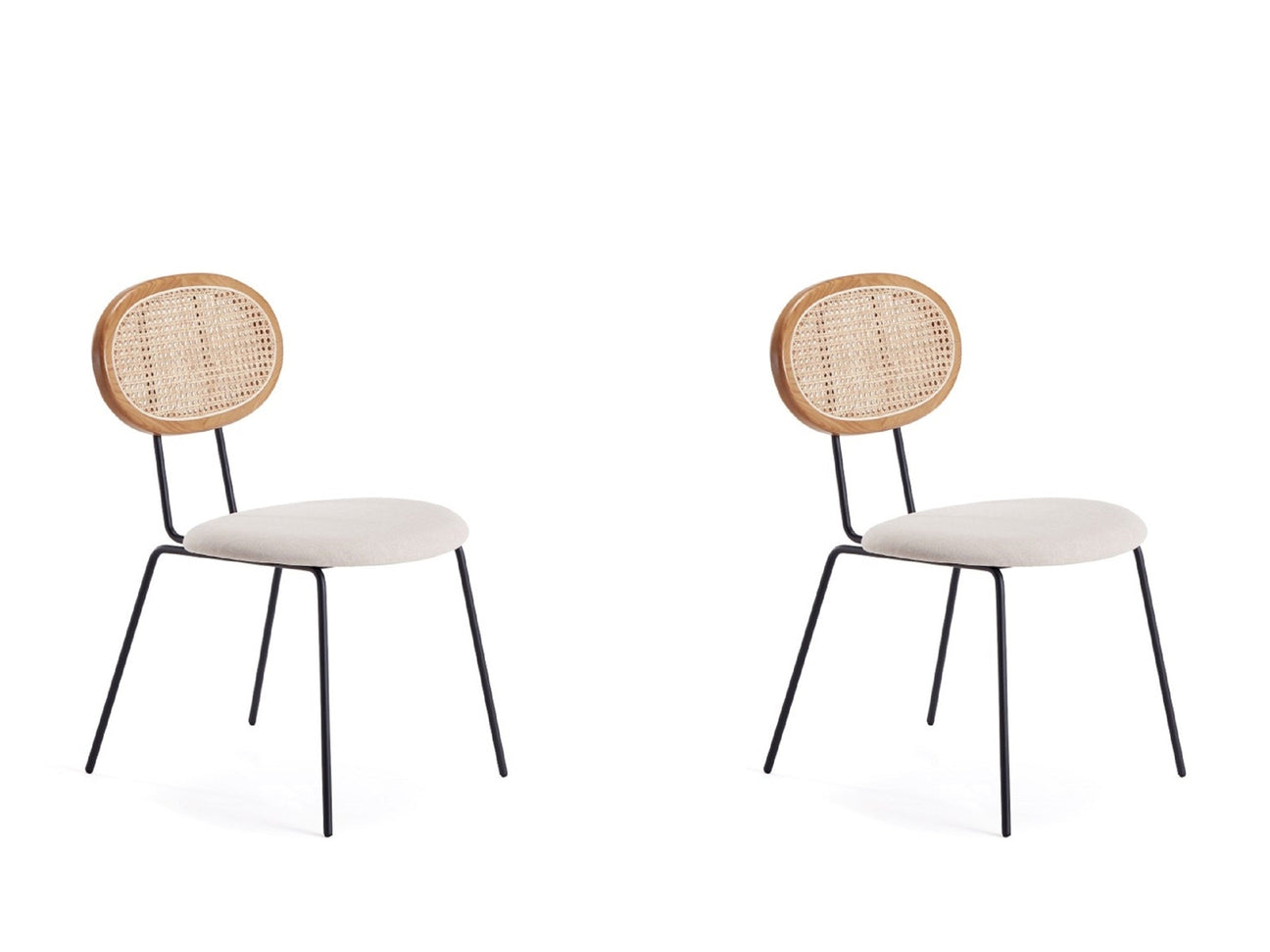 Jardin Dining Chair in Nature Cane and Oatmeal Upholstered Seating (set of 2) - Ornate Home