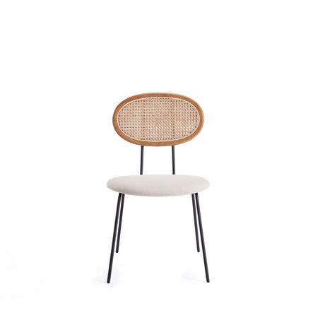 Jardin Dining Chair in Nature Cane and Oatmeal Upholstered Seating (set of 2) - Ornate Home