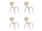 Jardin Dining Chair in Nature Cane and Oatmeal Upholstered Seating (set of 4) - Ornate Home