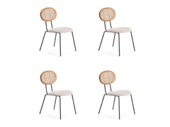 Jardin Dining Chair in Nature Cane and Oatmeal Upholstered Seating (set of 4) - Ornate Home