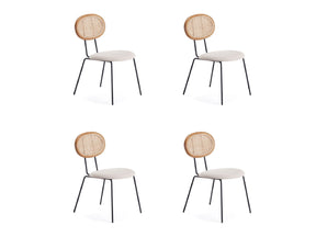 Jardin Dining Chair in Nature Cane and Oatmeal Upholstered Seating (set of 4) - Ornate Home