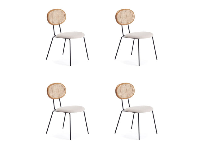 Jardin Dining Chair in Nature Cane and Oatmeal Upholstered Seating (set of 4) - Ornate Home