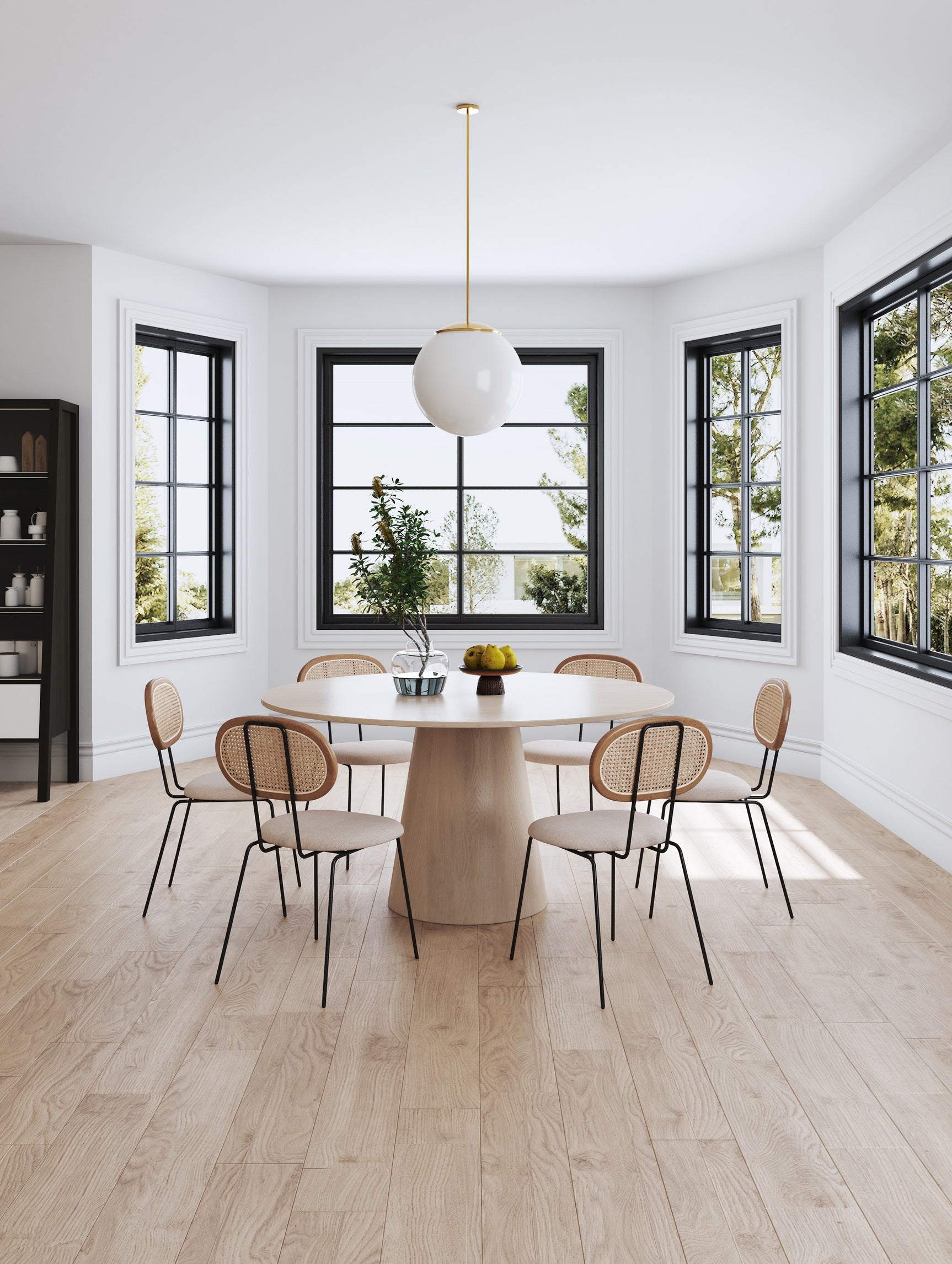 Jardin Dining Chair in Nature Cane and Oatmeal Upholstered Seating (set of 4) - Ornate Home