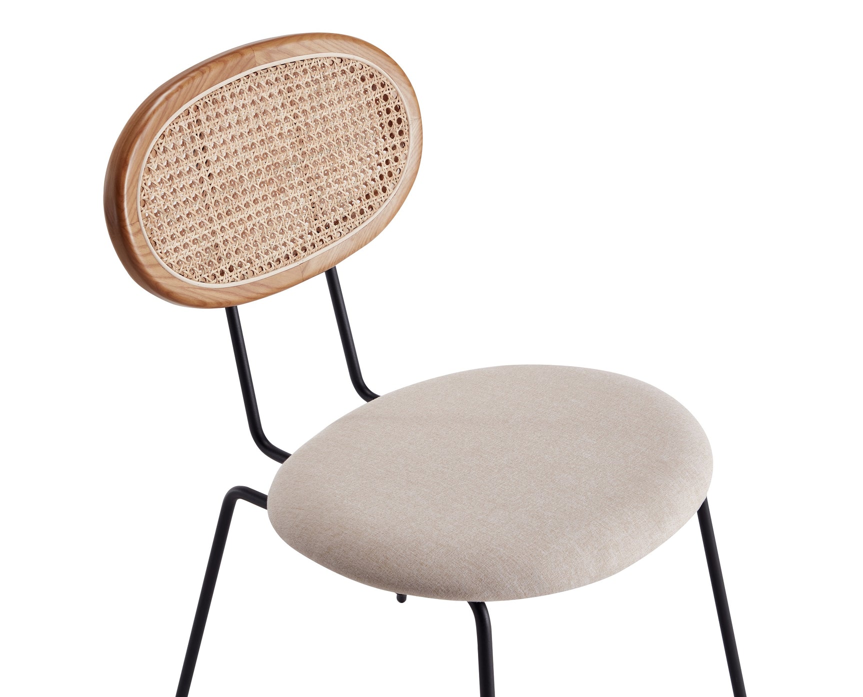 Jardin Dining Chair in Nature Cane and Oatmeal Upholstered Seating (set of 4) - Ornate Home