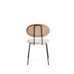 Jardin Dining Chair in Nature Cane and Oatmeal Upholstered Seating (set of 4) - Ornate Home