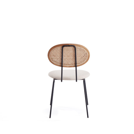 Jardin Dining Chair in Nature Cane and Oatmeal Upholstered Seating (set of 4) - Ornate Home