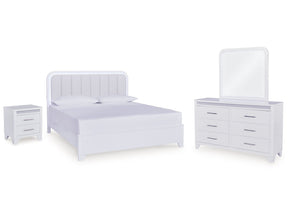 Jarlee White King Panel Bedroom Set with Dresser, Mirror and Nightstand (Online Special Price) - Ornate Home