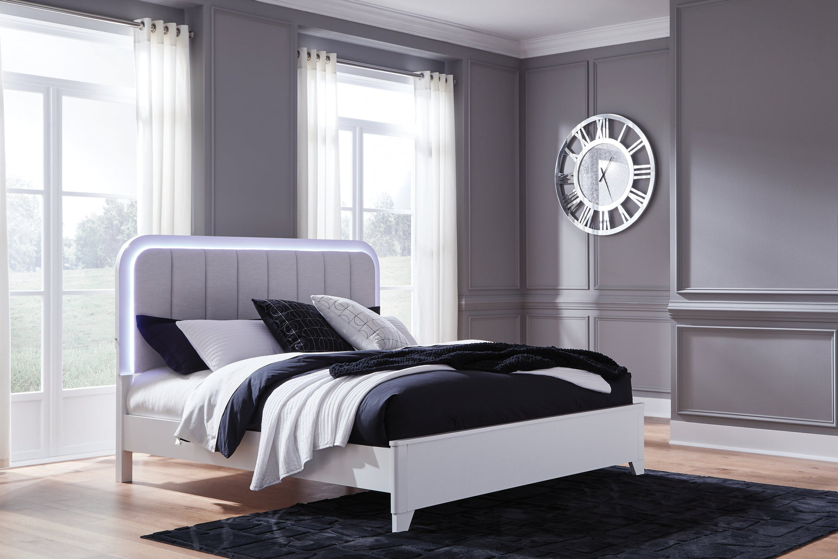 Jarlee White King Panel Bedroom Set with Dresser, Mirror and Nightstand (Online Special Price) - Ornate Home