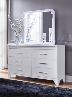 Jarlee White King Panel Bedroom Set with Dresser, Mirror and Nightstand - Ornate Home