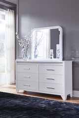 Jarlee White King Panel Bedroom Set with Dresser, Mirror and Nightstand - Ornate Home