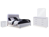 Jarlee White Queen Panel Bedroom Set with Dresser, Mirror and Nightstand - Ornate Home