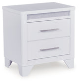 Jarlee White Queen Upholstered Panel Bed, Dresser, Mirror, Chest and 2 Nightstands (Online Special Price) - Ornate Home
