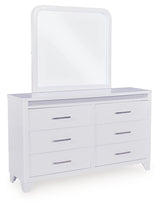 Jarlee White Queen Upholstered Panel Bed, Dresser and Mirror (Online Special Price) - Ornate Home