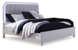 Jarlee White Queen Upholstered Panel Bed, Dresser and Mirror (Online Special Price) - Ornate Home