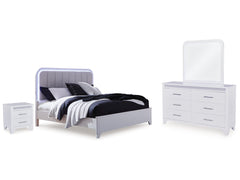 Jarlee White Queen Upholstered Panel Bed - Ornate Home