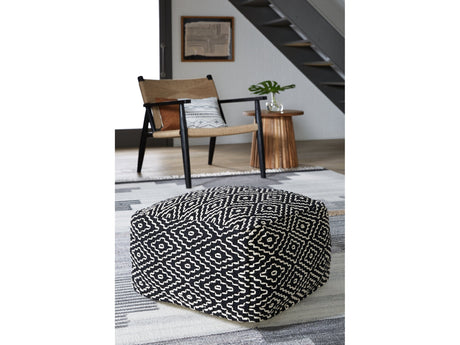 Jasett Black/Ivory Pouf - Ornate Home