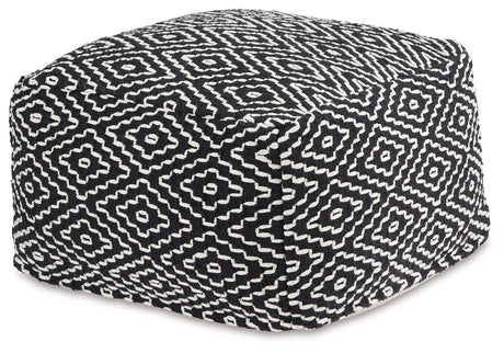 Jasett Black/Ivory Pouf - Ornate Home
