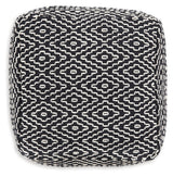 Jasett Black/Ivory Pouf - Ornate Home