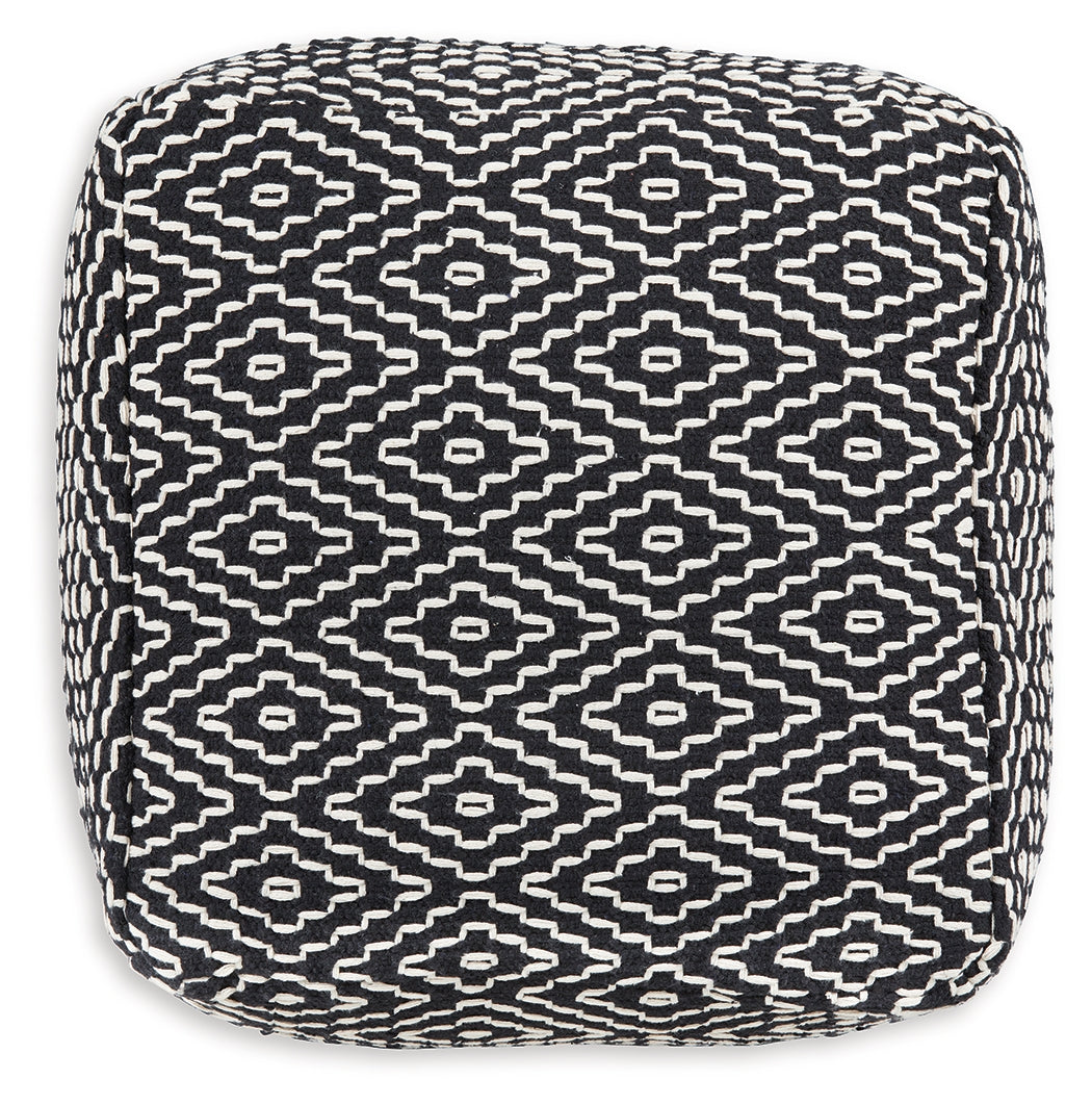 Jasett Black/Ivory Pouf - Ornate Home