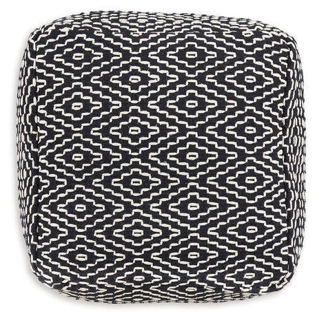 Jasett Black/Ivory Pouf - Ornate Home