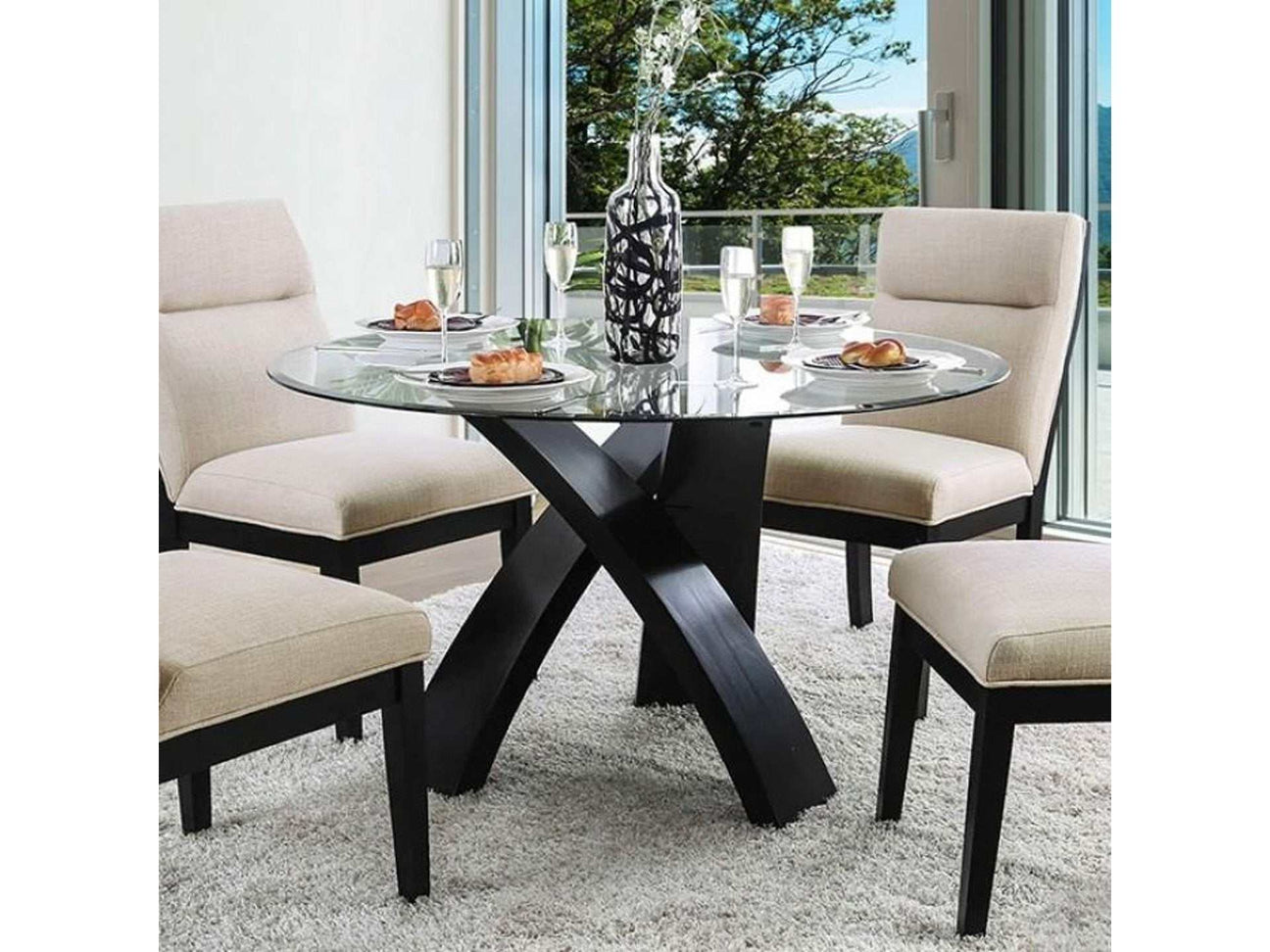 Jasmin  Black/White  5pc Dining Room Set - Ornate Home