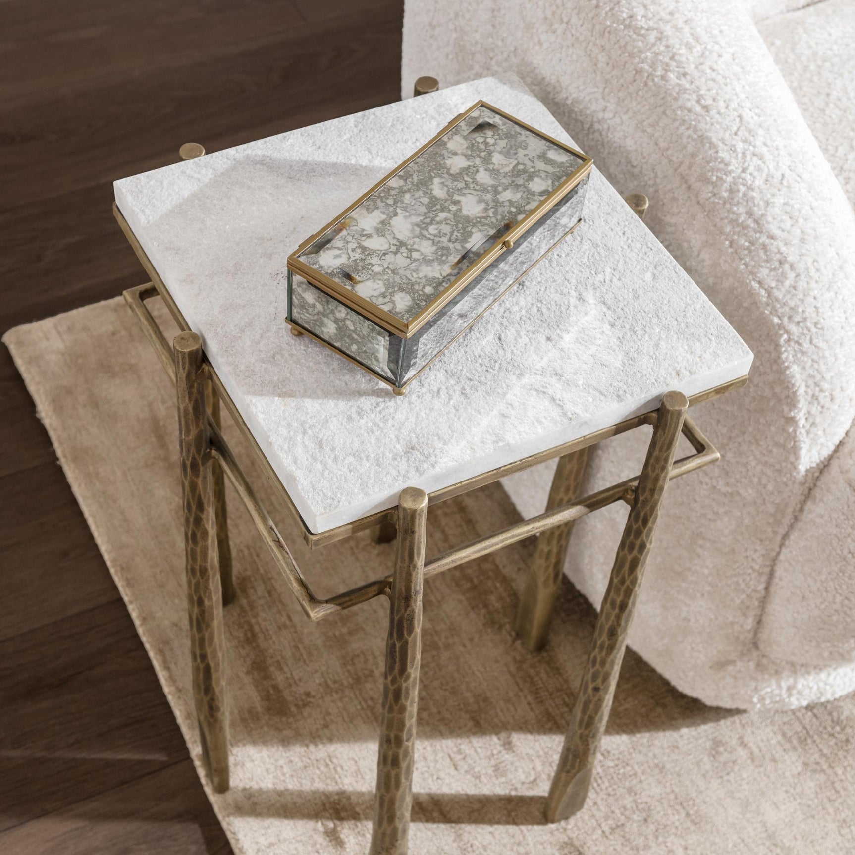 Jasmine Moonstone White End Table - Ornate Home