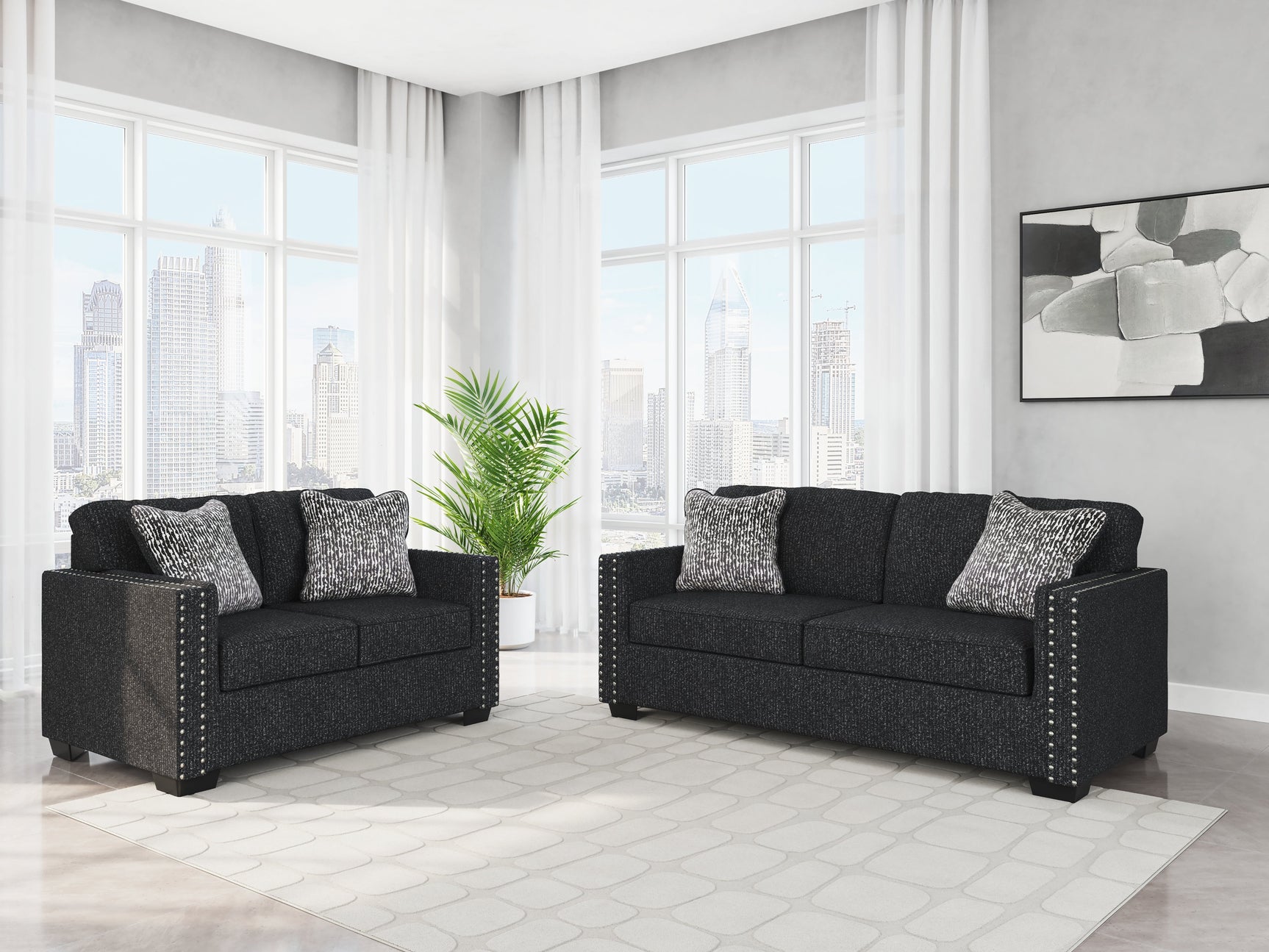 Jasmine Peaks Coal Sofa and Loveseat (Online Special Price) - Ornate Home